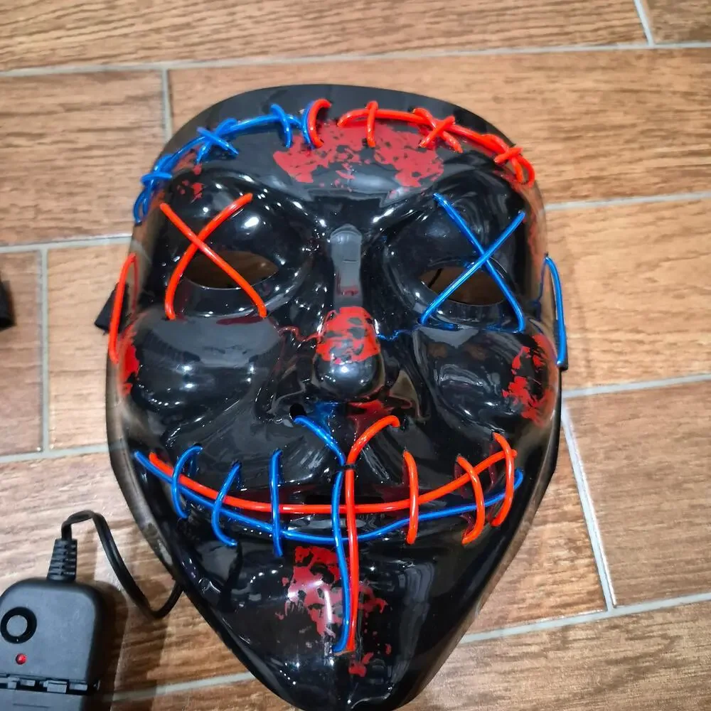 NEW Halloween glowing LED Purge Mask designed neon EL wire set of 2